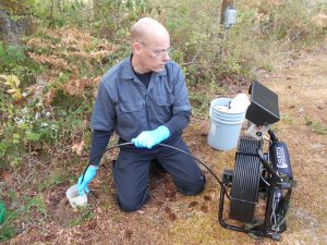 Sewer scope performed through yard cleanout